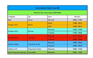 horaires des cours (2025-2026)