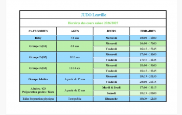 horaires des cours (2026-2027)